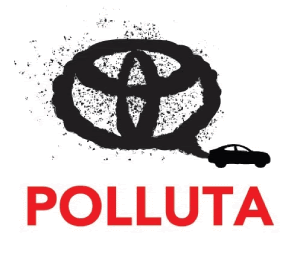 Car with Toyota logo in black smoke