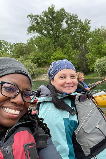 Two women in kayaks