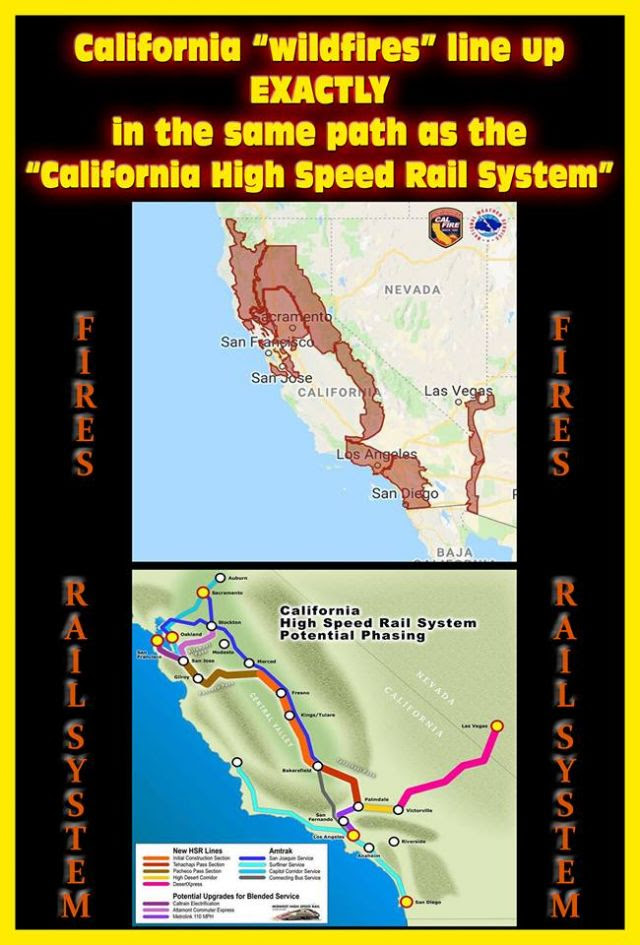 California Fires Revelation! Fires Line Up Exactly in the Path as CA High Speed Rail System (Video)