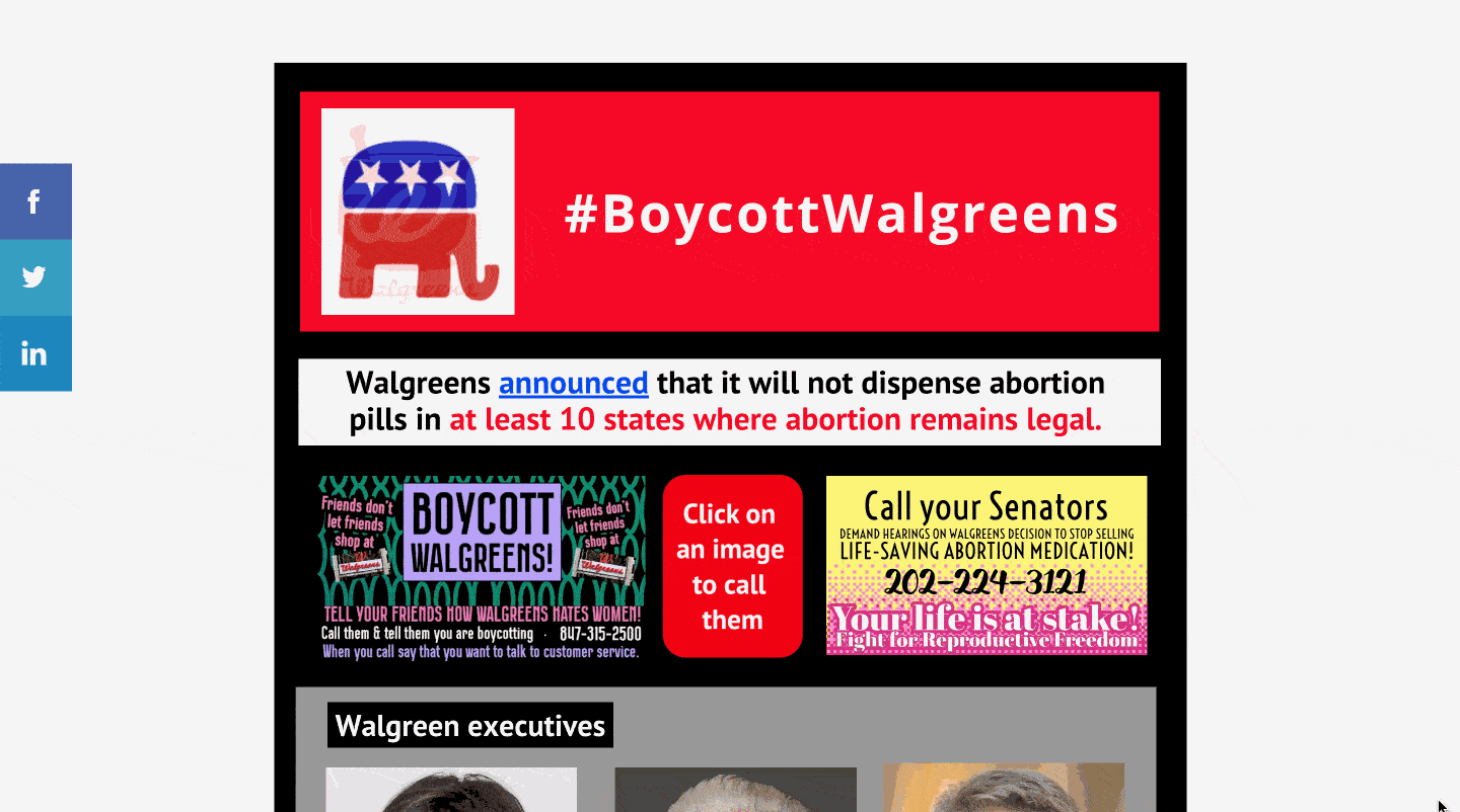 #BoycottWalgreens rapid response app