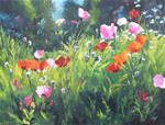 KM3005 Lucious by Denver Colorado artist Kit Hevron Mahoney (24x36 oil, garden, poppies) - Posted on Tuesday, March 10, 2015 by Kit Hevron Mahoney