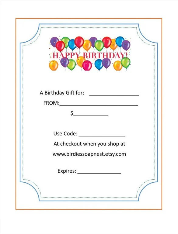 Birthday Gift Certificate Templates 16+ Free Word, PDF, PSD