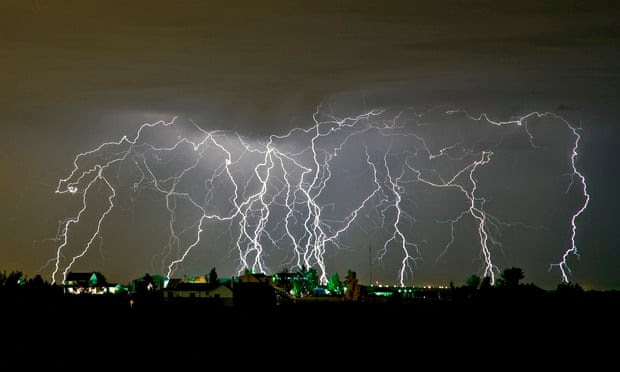 storm chaser Roger Hill of an amazing lightning storm 