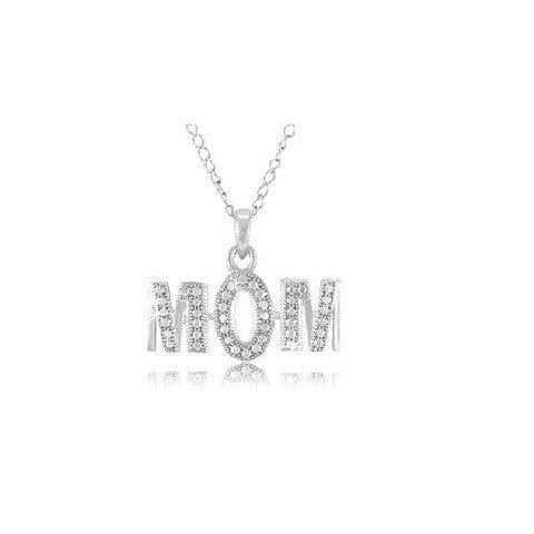 STERLING SILVER MOM PENDANT WI...