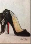 Shoe Lover Black Satin Shoes. Oil 7x5 inches - Posted on Sunday, November 16, 2014 by Nina R. Aide