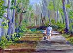 ORIGINAL SMALL PAINTING WALKING FAT DOG - Posted on Thursday, March 12, 2015 by Sue Furrow