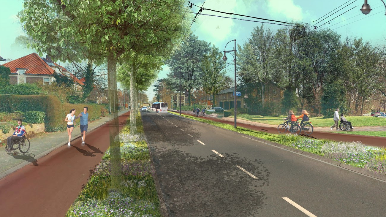 Velperweg in de toekomst met meer ruimte voor voetgangers en fietsers