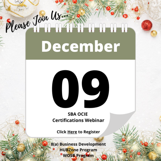 December 2021 - Federal Certifications Webinar Information