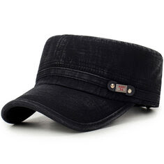 Mens Washed Cotton Sunscreen Flat Top Hat