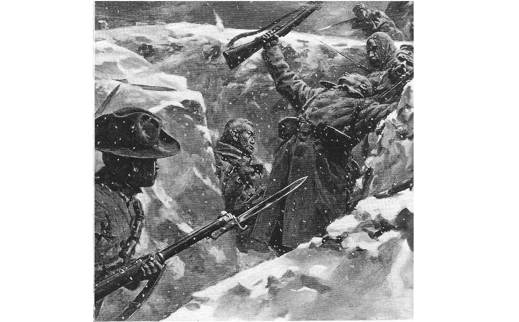 A painting of Naik Darwan Singh, VC, at the battle of Festubert, November 1914