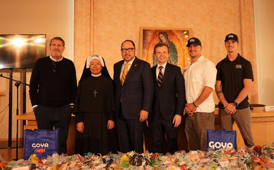 Michael Capponi, Founder of Global Empowerment Mission (GEM); Sister Theresa de la Fuente, Sisters of Our Lady of Divine Mercy; Bob Unanue, President & CEO of Goya Foods; Syzmon Czyszek, Director for International Growth in Europe of Knights of Columbus; and James Zumwalt, U.S. Navy Veteran & Aerial Recovery Deployment Team Leader