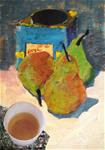 Still Life with Pears and Tea - Posted on Sunday, February 1, 2015 by Christine Parker