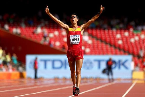 Miguel Angel Lopez wins the 20km race walk at the IAAF World Championships, Beijing 2015 (Getty Images)