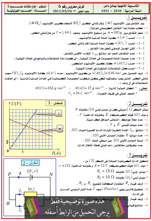 فرض الدورة الثانية في الفيزياء والكيمياء مع التصحيح (النموذج 2) – جذع مشترك علوم Chimiques-Physics-t2-n2