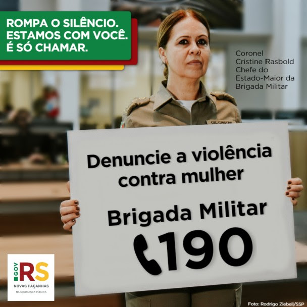 Card instagram coronel Cristine Rasbold - campanha Rompa o
Silêncio - Denúncia a violência contra a mulher