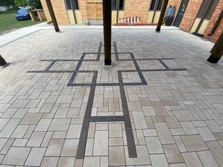 cross design on courtyard