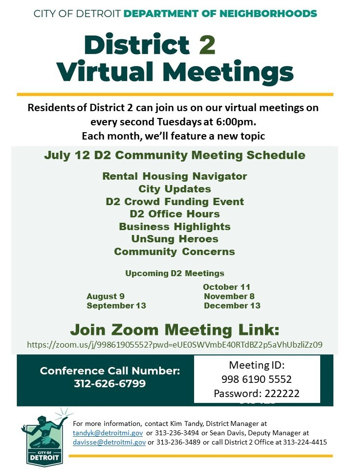 D2 Community Meeting Flyer