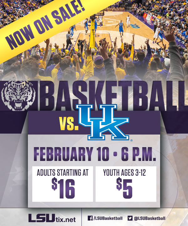 LSU Vs. Kentucky Basketball Tickets On Sale