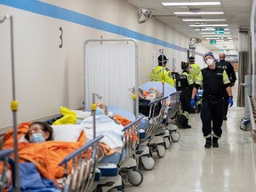 Patients in the hallway of Toronto hospital