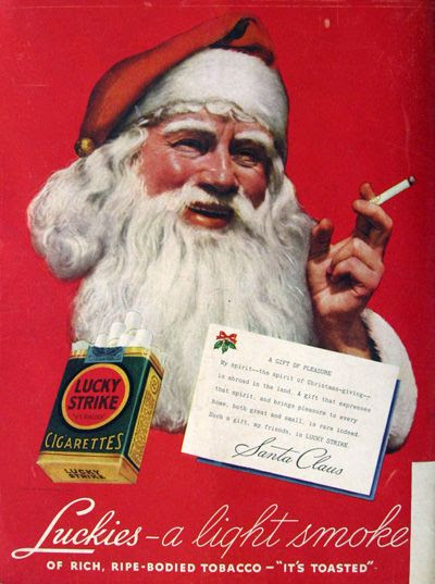 Santa promoting Lucky Strike