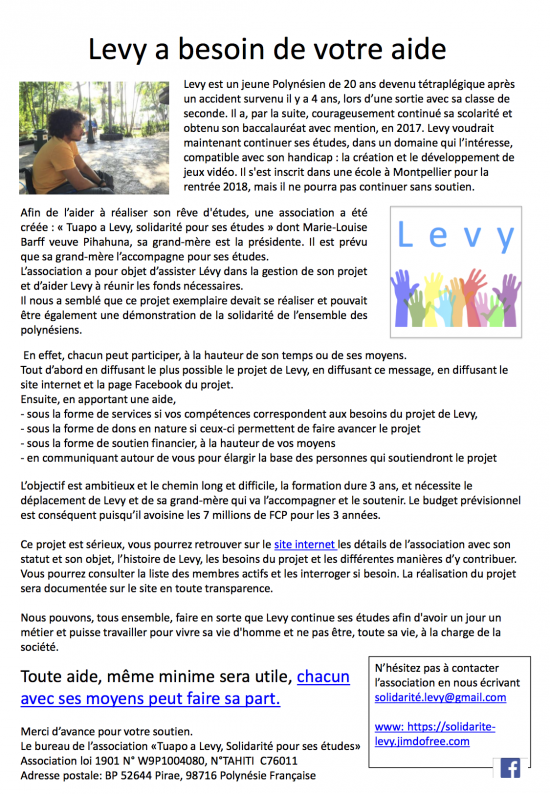 Le flyer de lancement de l campagne