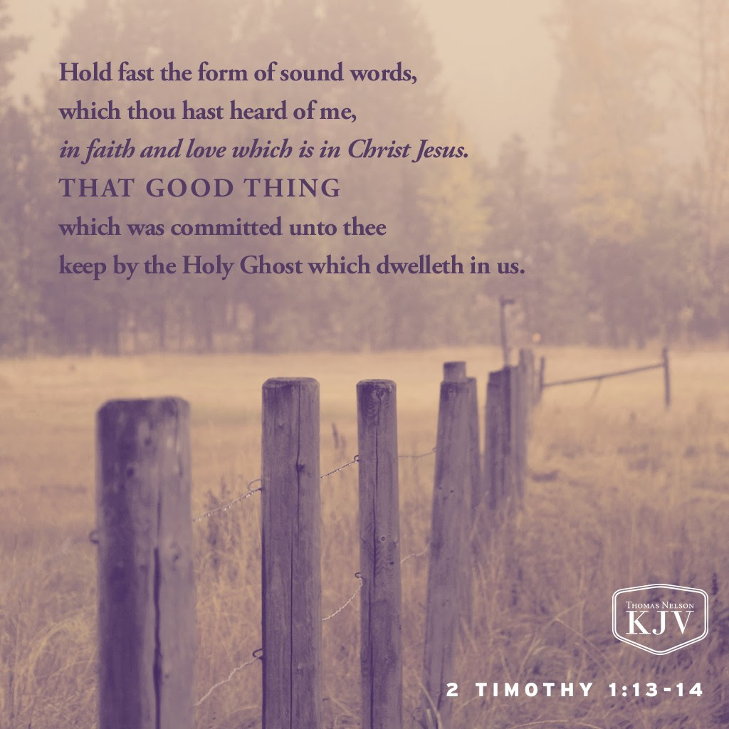 13 Hold fast the form of sound words, which thou hast heard of me, in faith and love which is in Christ Jesus.
14 That good thing which was committed unto thee keep by the Holy Ghost which dwelleth in us. 2 Timothy 1:13-14
