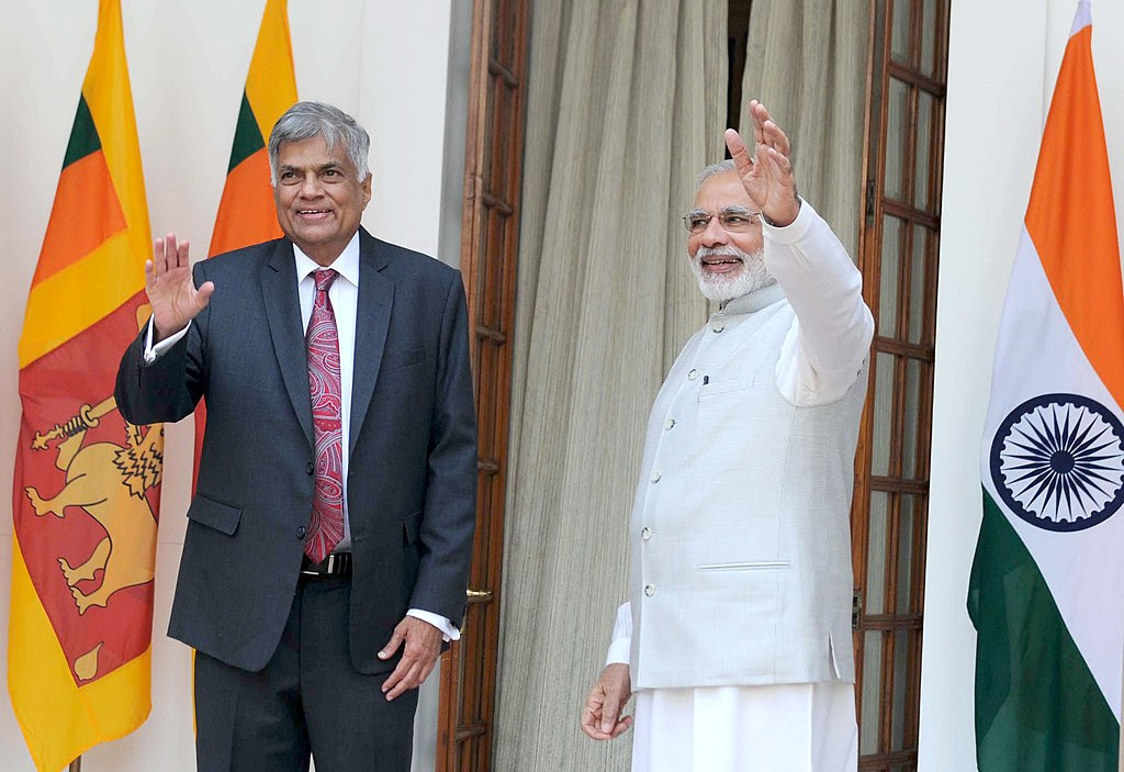 The Indian Prime Minister, Shri Narendra Modi meeting the Prime Minister of the Democratic Socialist Republic of Sri Lanka, Mr. Ranil Wickremesinghe, at Hyderabad House, in New Delhi on September 15, 2015.