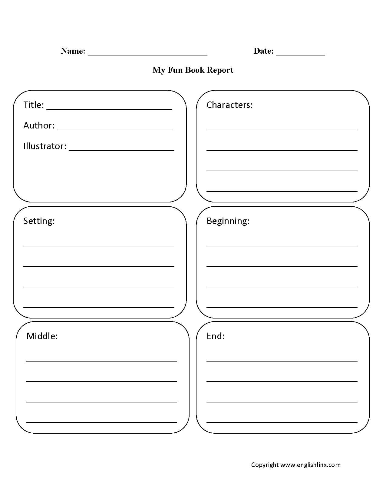 Englishlinx Book Report Worksheets pertaining to Book Report Template