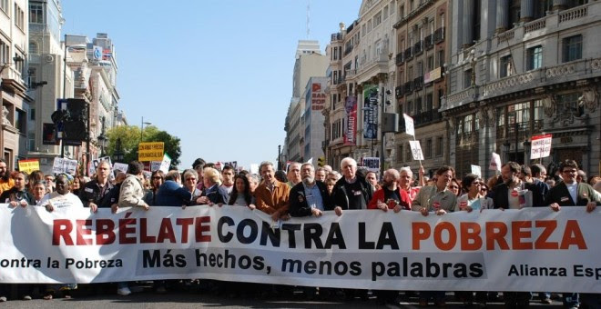 Ciudadanos se manifiestan contra la pobreza en Madrid.- EFE