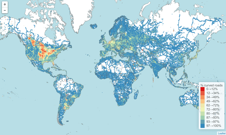How Bendy are the World's Roads?