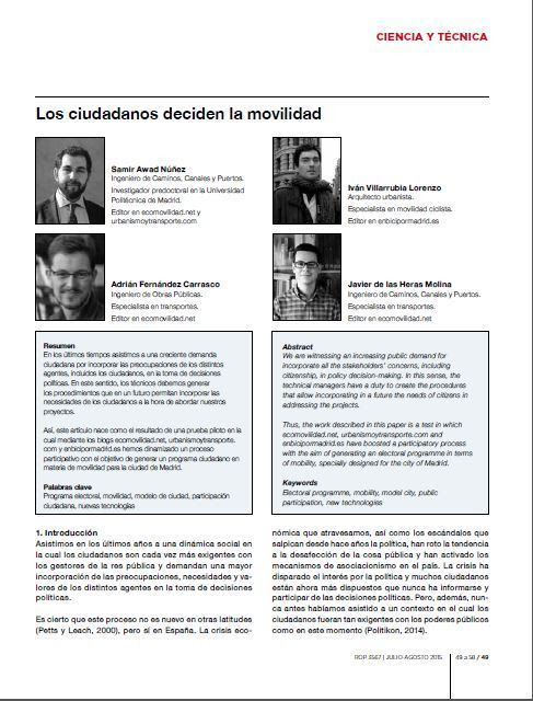 Los ciudadanos deciden la movilidad Los ciudadanos deciden la movilidad