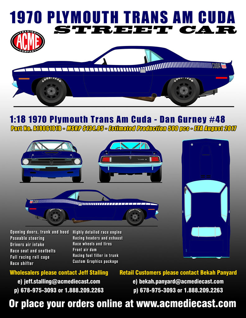 Acme Trading Presents Dan Gurney's #48 1970 Trans Am Cuda | Diecast ...