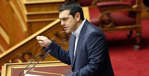 Alexis Tsipras, durante su intervención en el Parlamento griego. - REUTERS