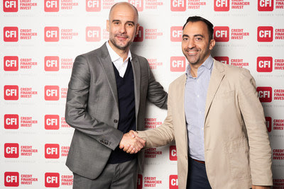 Pep Guardiola, Official Brand Ambassador of CFI with Saad Samadi, Global Head of Marketing at CFI