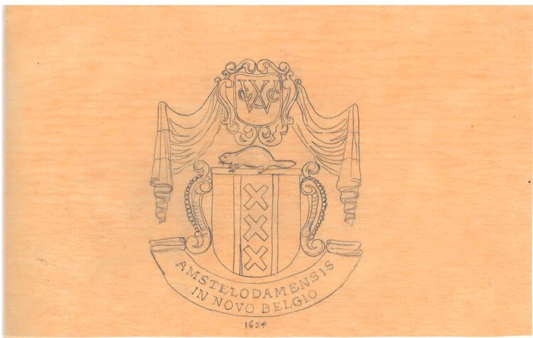 Tracing of the seal of New Amsterdam, NYC Municipal Library vertical files.