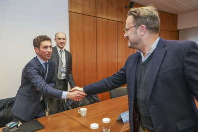 Left to right: Grégory Redavid (CTIE) ; Yann Chevalier (Intersec CEO) ; Xavier Bettel (Luxembourg Prime Minister) Copyright: SIP / Luc Deflorenne Left to right: Grégory Redavid (CTIE) ; Yann Chevalier (Intersec CEO) ; Xavier Bettel (Luxembourg Prime Minister) Copyright: SIP / Luc Deflorenne