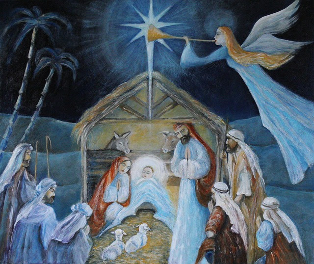 Manger scene painting