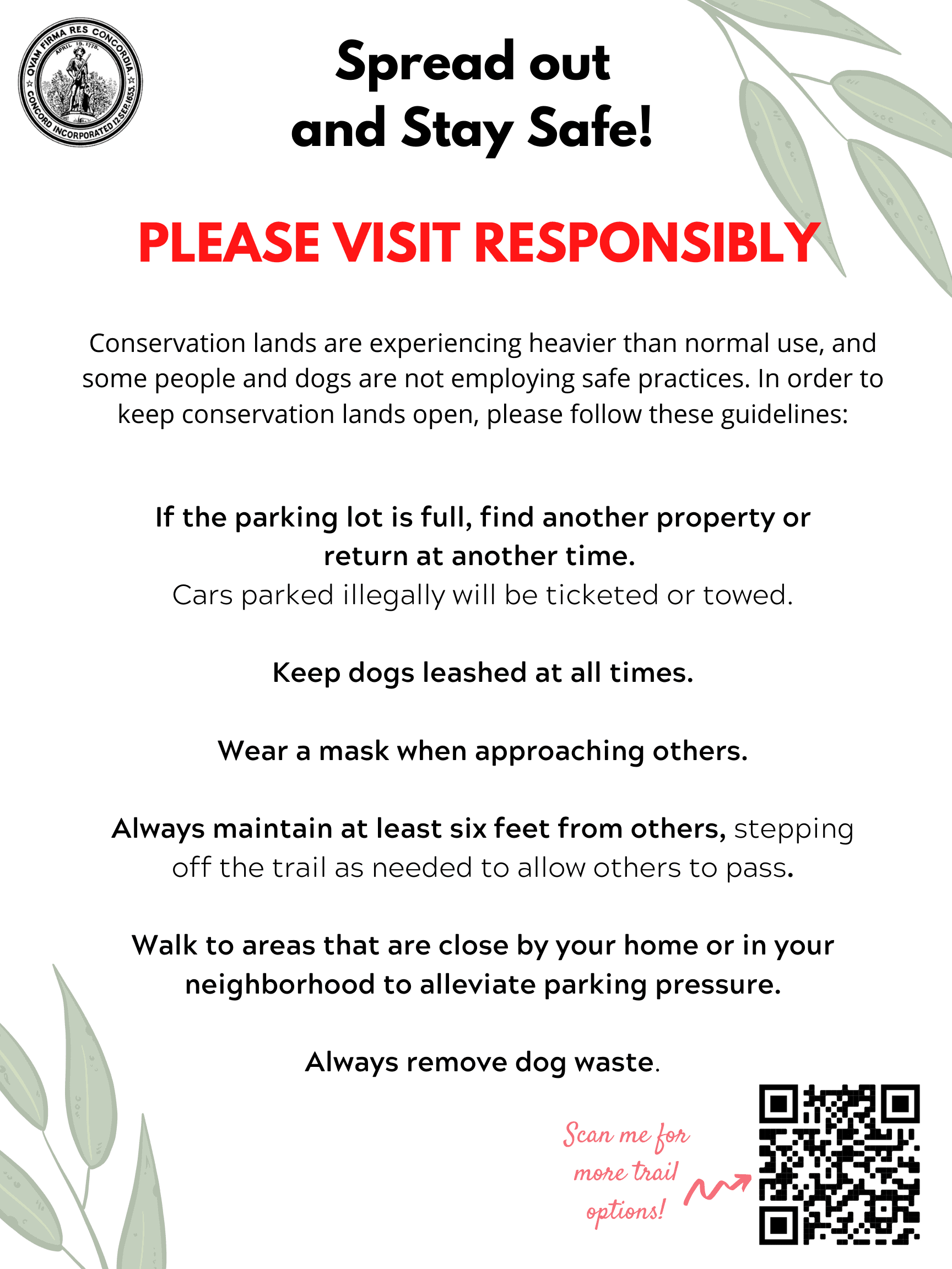 Spread out and Stay Safe! PLEASE VISIT RESPONSIBLY-2