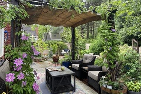 Garden room in backyard