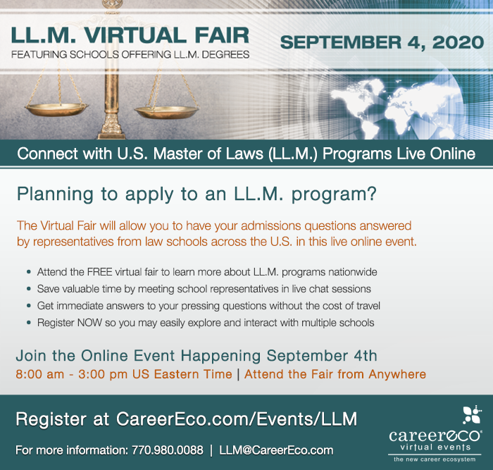 Master of Laws (LL.M.) Virtual Fair - September 4, 2020