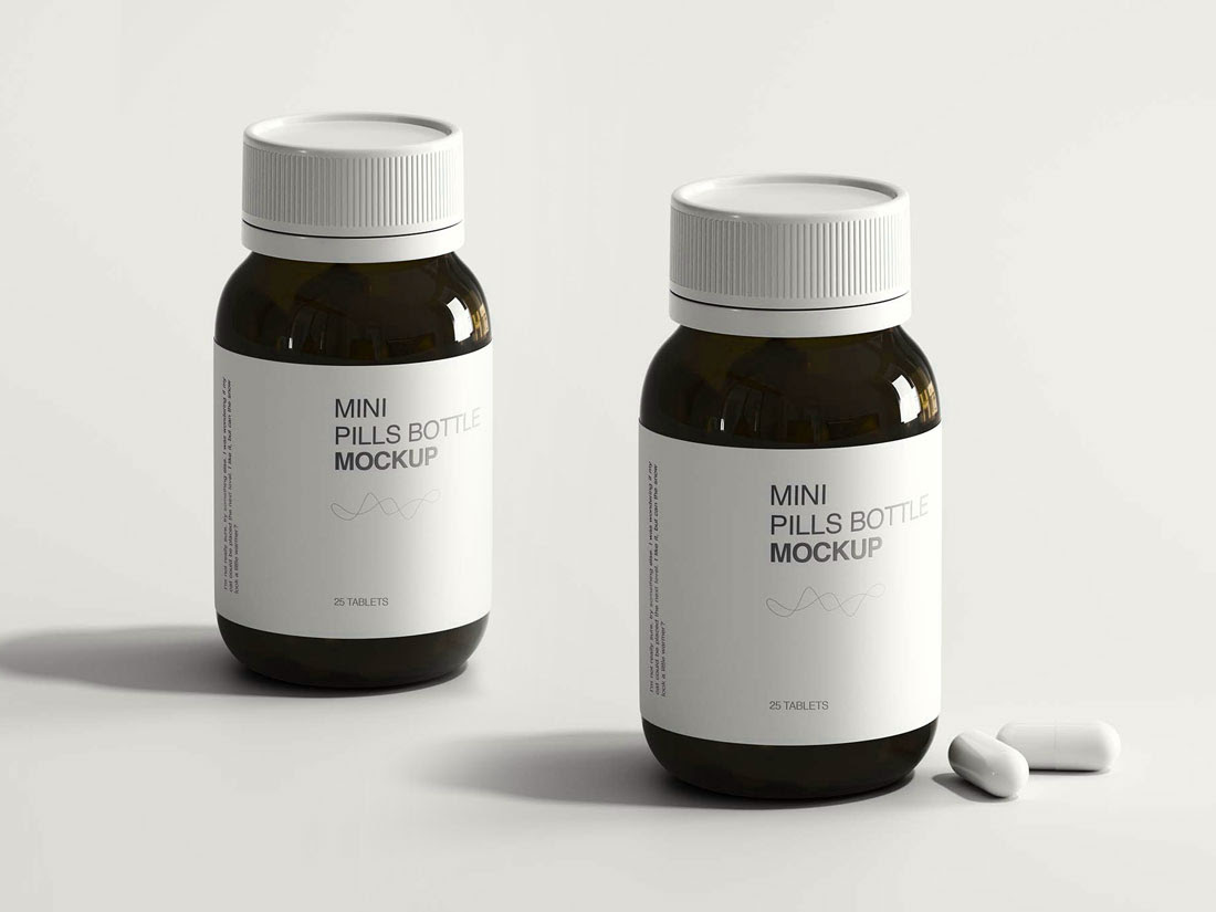 Glass Medicine Pills Bottle Mockup Mockup River