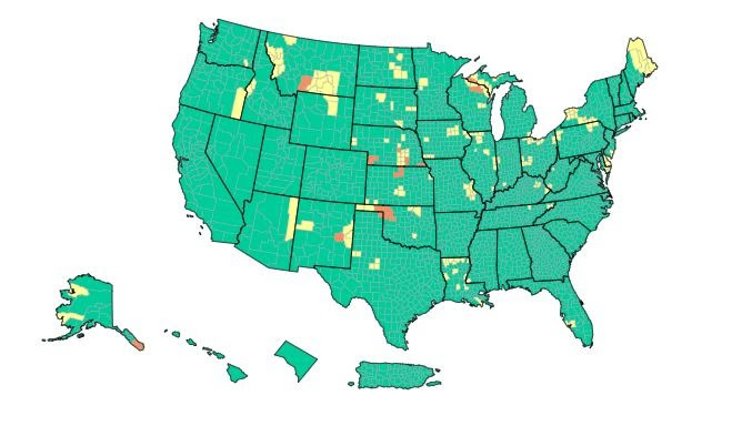 U.S. map showing COVID-19 Community Levels