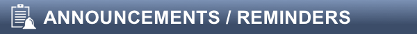 Announcements/Reminders Announcements/Reminders