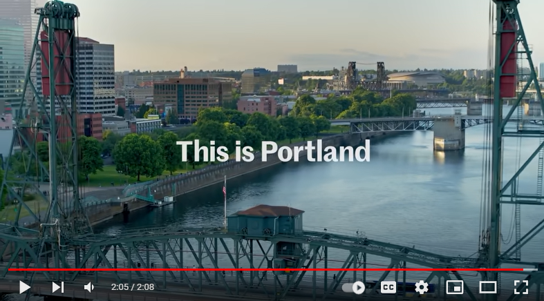 An still image of the Willamette River in Downtown Portland 
