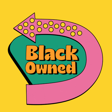 GIF of a restaurant sign with the phrase "Black owned business" on top