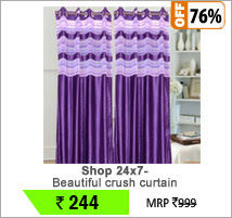 Shop 24x7-Beautiful solid crush curtain With Tissue Strips(Purple) (4X7ft)