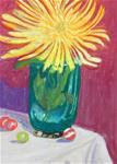Single Yellow Bloom in Green Vase with Marbles - Posted on Friday, March 20, 2015 by Elaine Shortall
