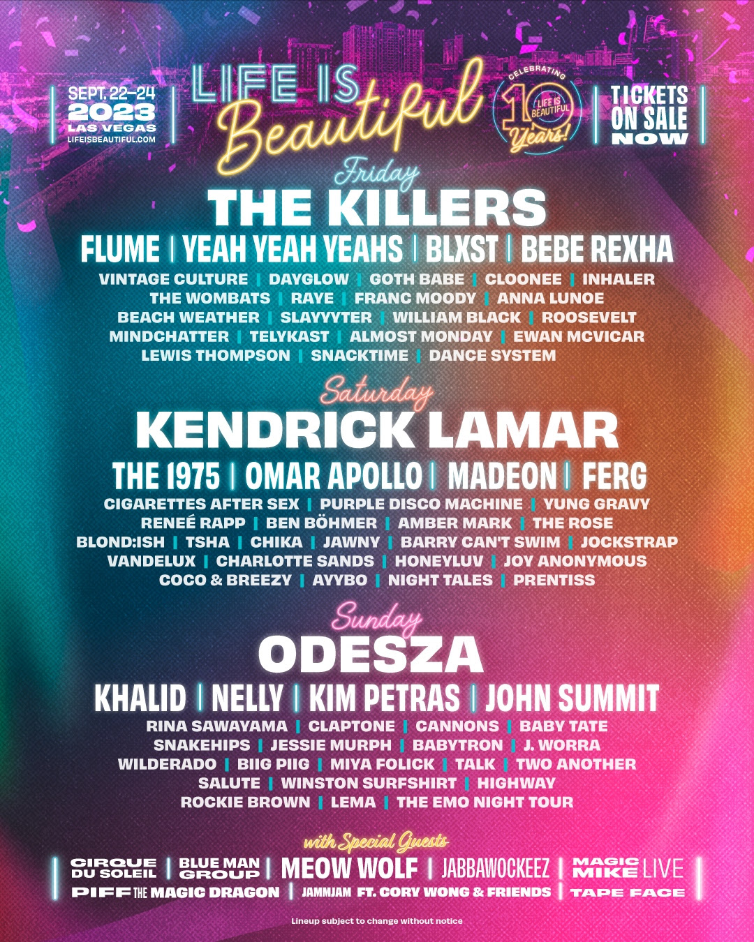 Life is Beautiful Festival 2023 Lineup