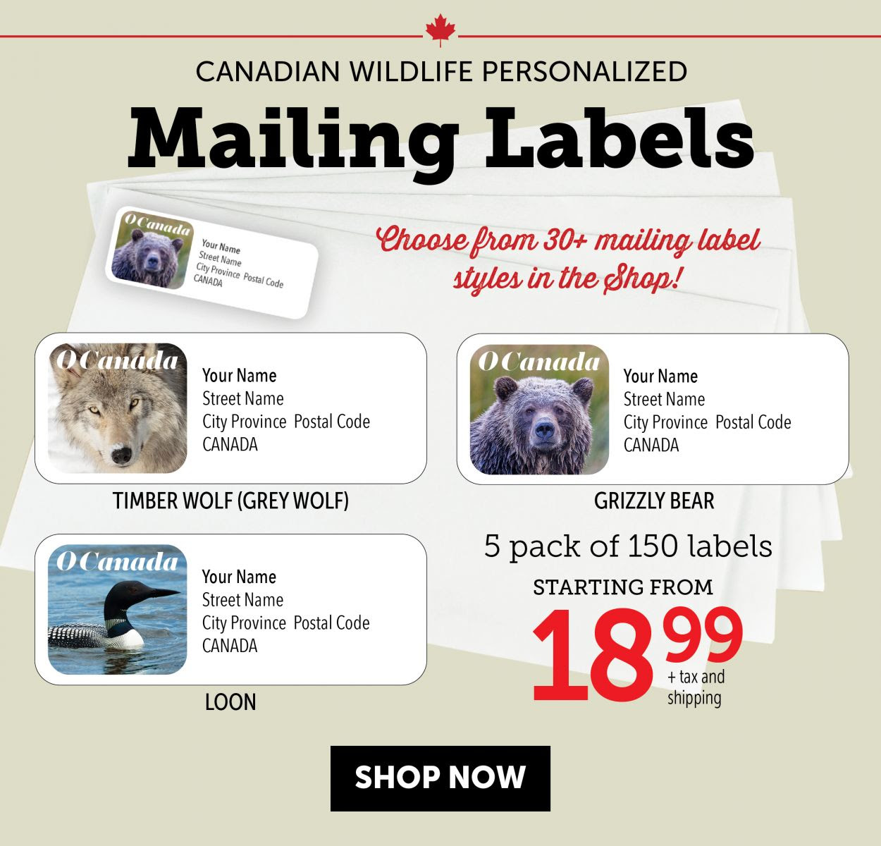 Canadian Wildlife Mailing Labels 