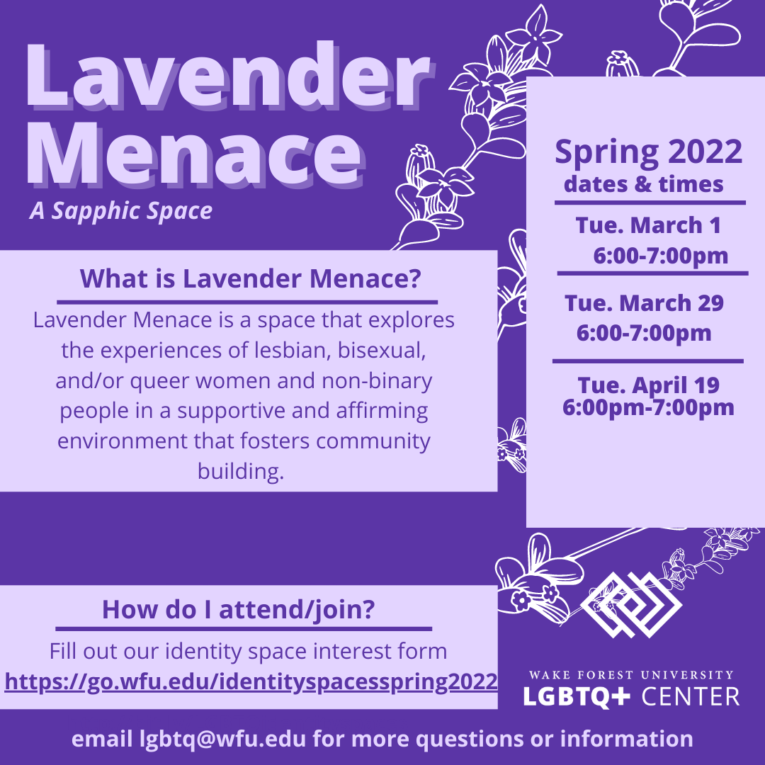 purple poster for Lavender Menace: A Sapphic Space